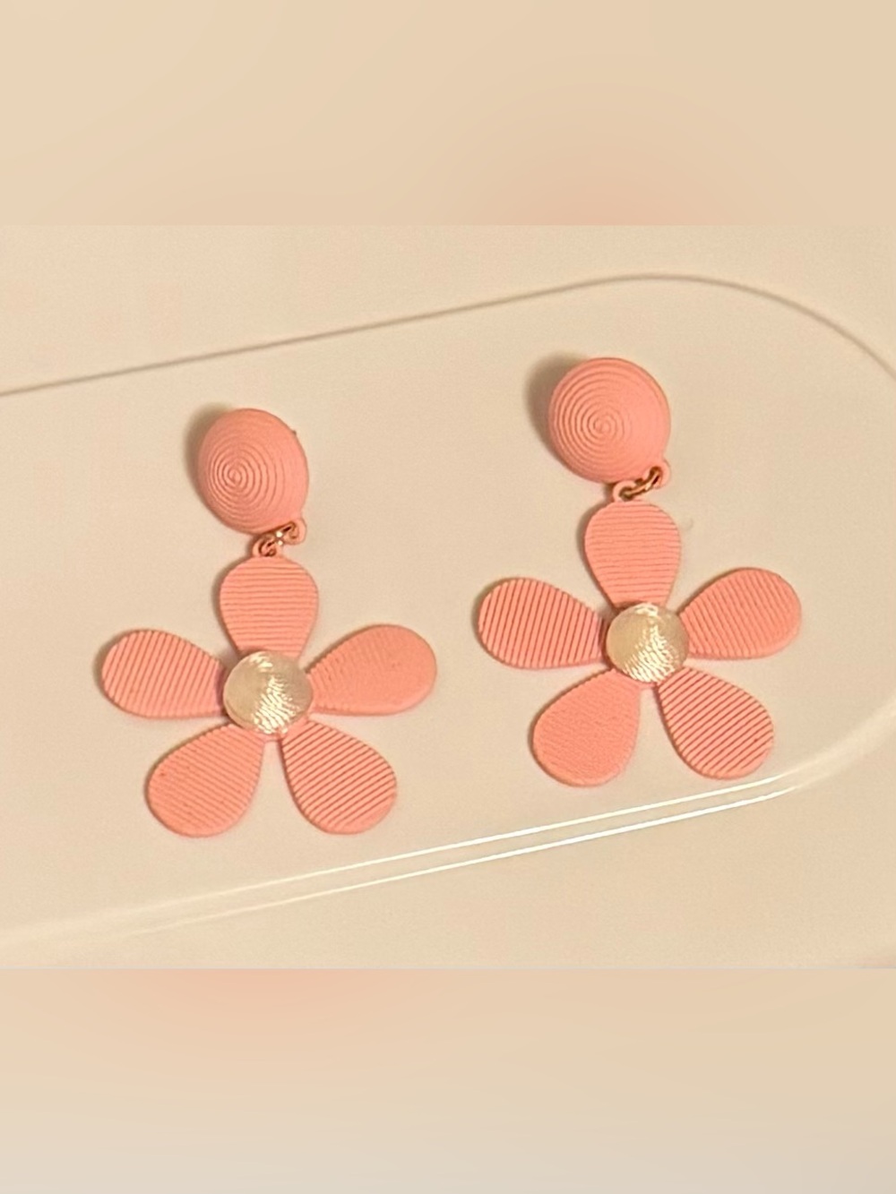 Pink Flower Drop Earrings